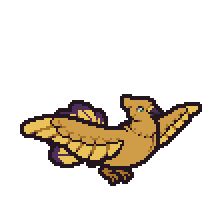 Pigeon Idle Animation A GIF of a pixel art golden fantail pigeon flying in place.