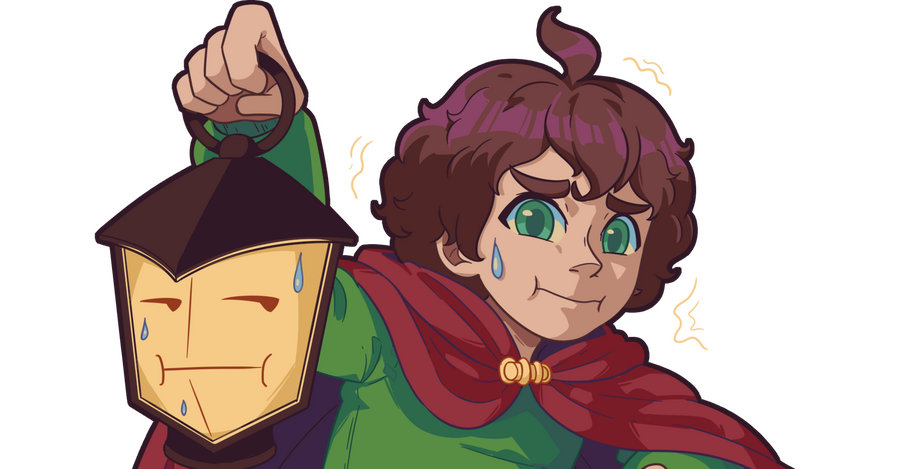 Kid Holding Masque in Lantern Form A bust illustration of Kid and Masque. Masque is transformed into a lantern and Kid is holding him up. Kid looks nervous, shivering and sweating. Masque is also sweating, but looks more embarrassed than nervous.